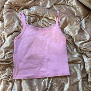 SOLD. pink lace trimmed top